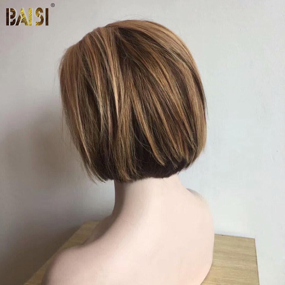 BAISI 13X4 renda 4#27# Peruca Bob Liso de Cabelo Humano
