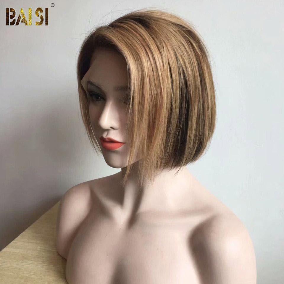 BAISI 13X4 renda 4#27# Peruca Bob Liso de Cabelo Humano