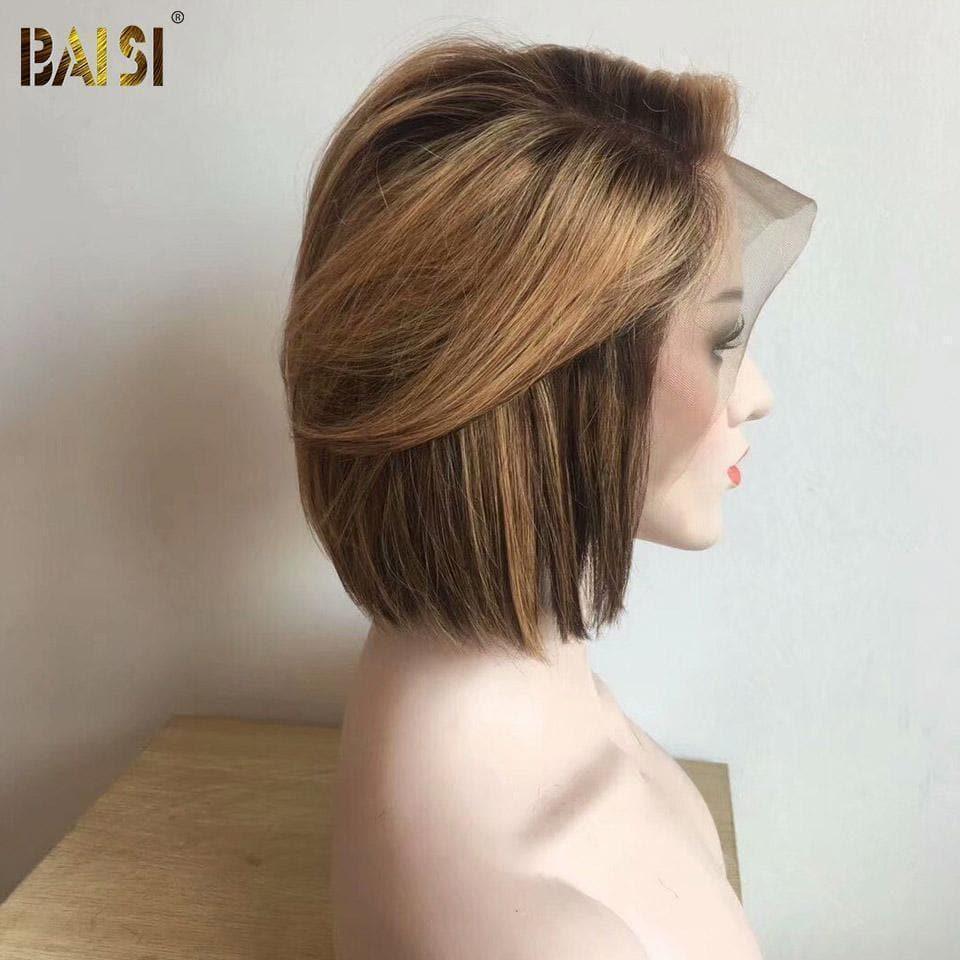 BAISI 13X4 renda 4#27# Peruca Bob Liso de Cabelo Humano
