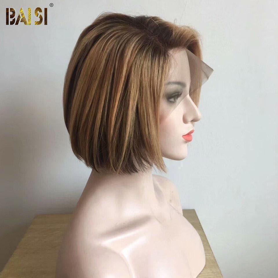 BAISI 13X4 renda 4#27# Peruca Bob Liso de Cabelo Humano