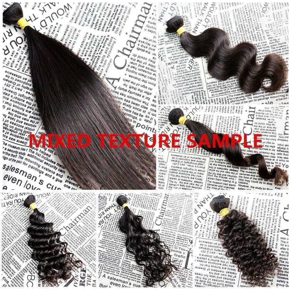 BAISI 6PCS Échantillon De Chevelure En Textures Différentes ,25-30g/pièce En 14 Pouces 100% Cheveux Humains, Livraison Gatuite