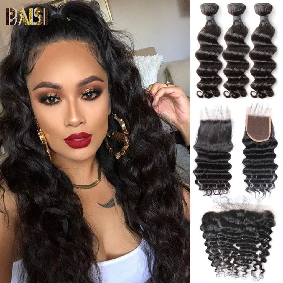 BAISI 10A Tissage Avec Closure/Frontal En Grand Solde Natural Wave