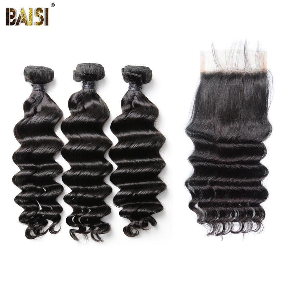 BAISI 10A Tissage Avec Closure/Frontal En Grand Solde Natural Wave