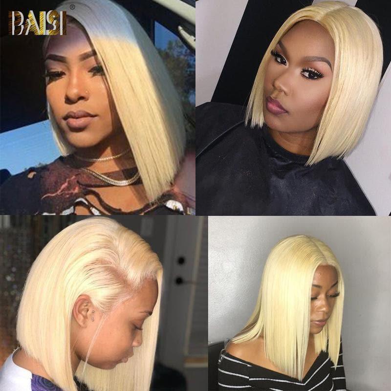 BAISI Bob blonde ou noir Perruque Lisse Straight Bob Lace frontal En 100% Cheveux Humains