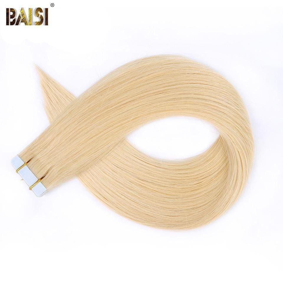 BAISI Lisse Tape Hair 50g/lot,1B/2#/4#/99J#/613#/27#/Grey#/Burgundy En 100% Cheveux Humains