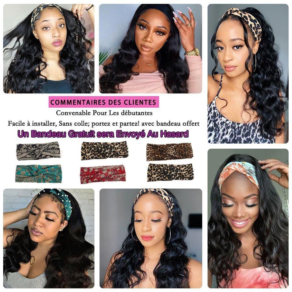 BAISI Perruque Bandeau Ondulée Body Wave Fabriquée A La Machine
