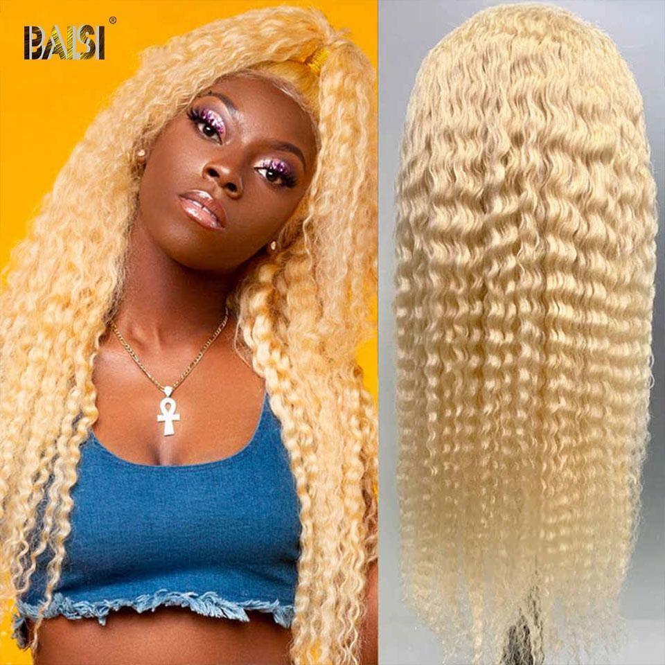 BAISI Perruque Personnalisée Blonde 613# Bouclée Deep Wave Peruque De Haute Qualité, Livraison Gratuite