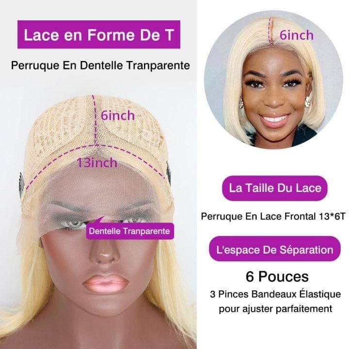 BAISI #613 T-Part Lace Frontal Perruque Blonde Bouclée Body Wave Avec Transparent lace 13x1x6