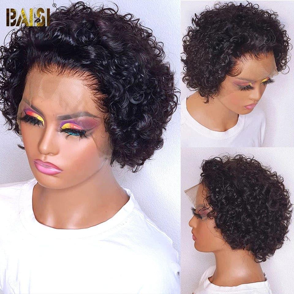 BAISI 13x4 Lace Perruque Curly En Couleur Variée bordeaux en 100% Cheveux Humains en Mèche Indian Brésilien