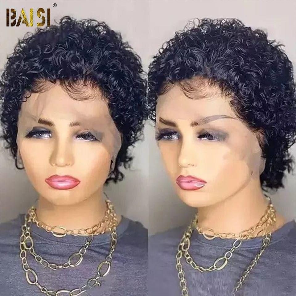 BAISI 13x4 Lace Perruque Curly En Couleur Variée bordeaux en 100% Cheveux Humains en Mèche Indian Brésilien