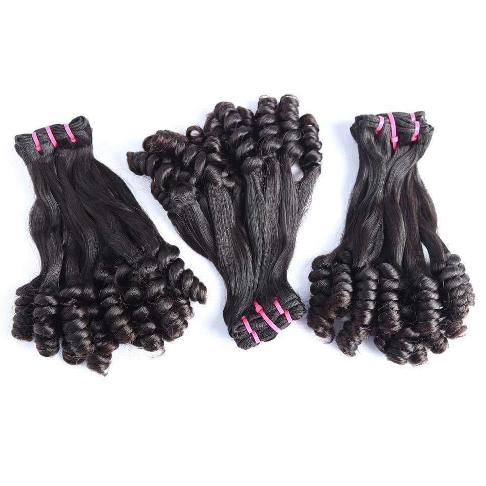 Top Grade Double Drawn 100% Virgin Hair Flower Curl Fumi Hair Double Drawn hairbs