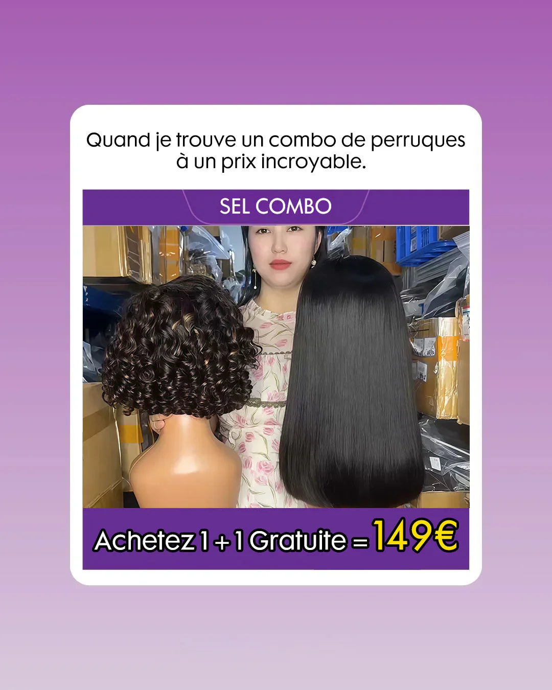 Perruque événement à durée limitée « achetez-en une, obtenez-en une gratuitement »