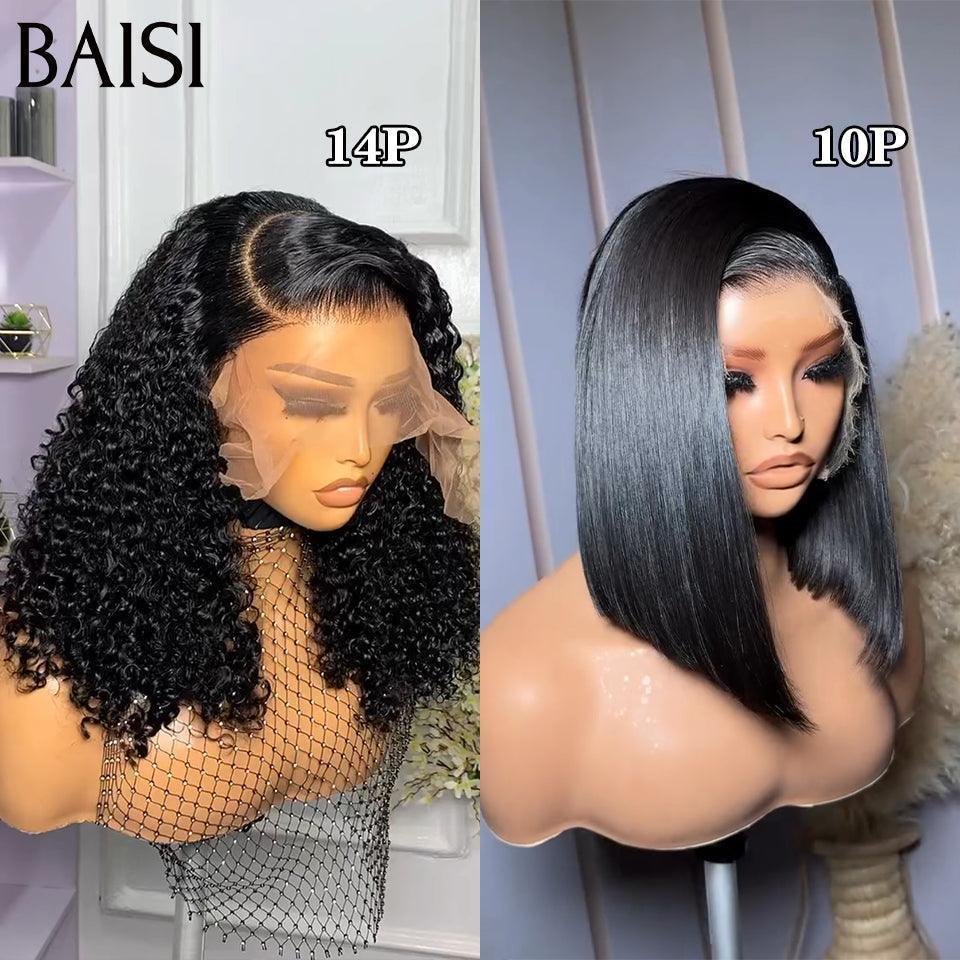 BAISI 13X4 lace frontal Lisse 10 Pouces 77€ ou 2 Perruques  bob 13X4 de luxe Lisse 10 pouces et 13X4 lace curly wave 14 pouces pour revendre 268€ 250% densité  en 100% vrais cheveux humains BS65