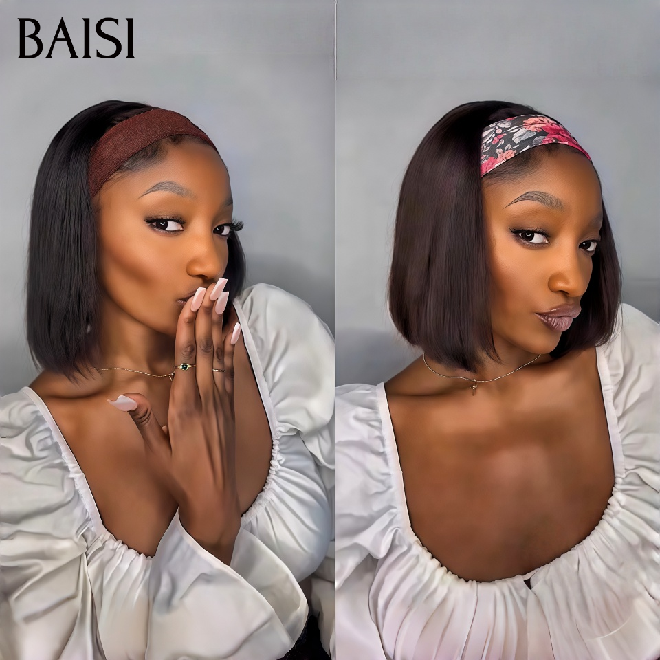 BAISI Perruque Bandeau BOB Lisse 10 Pouces 79€ SDD 100% Vietnam hair Fabriquée A La Machine sans Colle sans lace en 100% Cheveux Humains