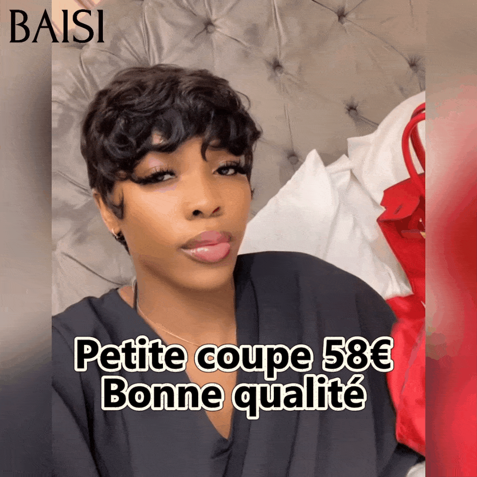 BAISI  Perruque Pixie bouclé  petite coupe Mixte brun Couleur 68€ ou Noir 6 pouces 58€ Moitié Prix En 100% Cheveux Humains MP50