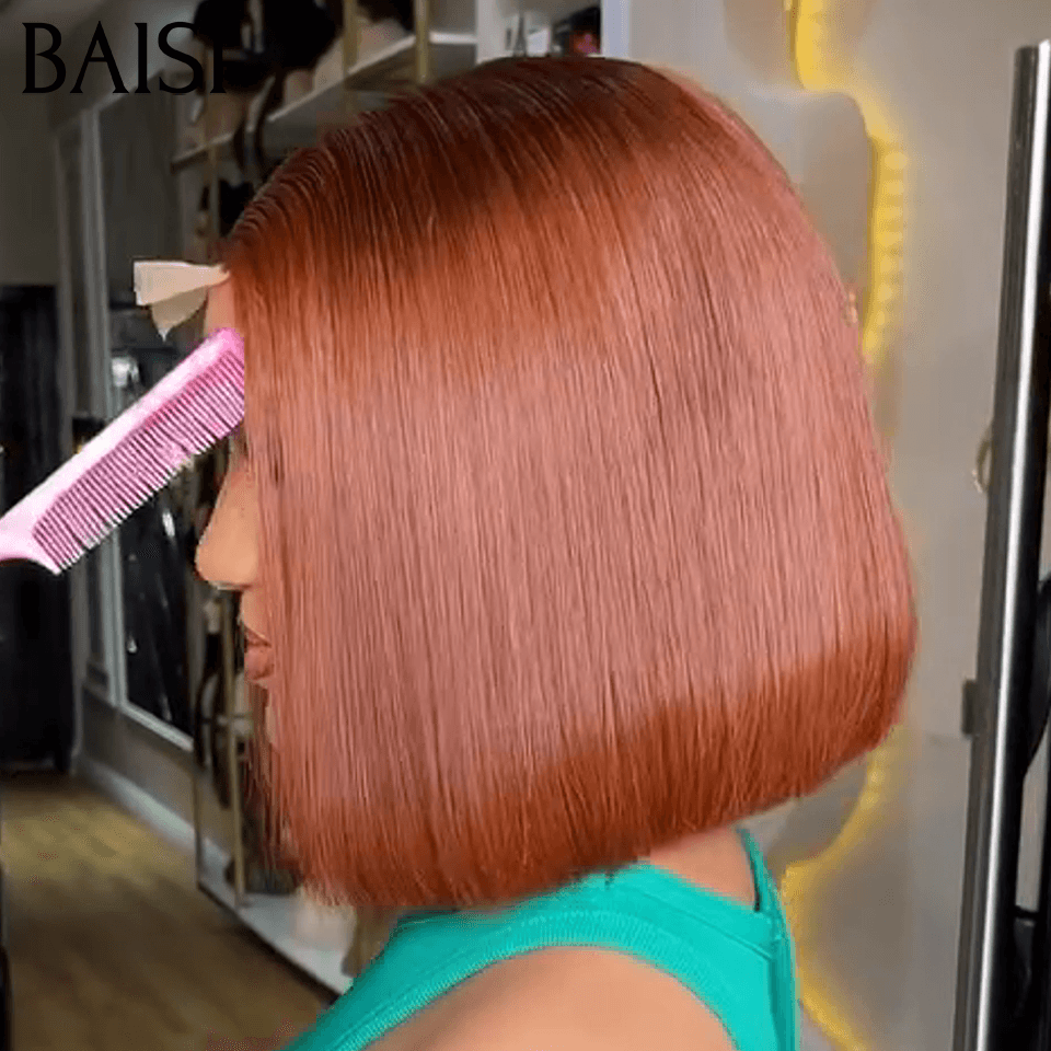 BAISI  Perruque Lisse DE luxe Bob 2x6 Lace 8 Pouces 118€100% Vietname Hair en couleur NOIR ou Marron #4  En 100% Vrais Cheveux Humains BS65