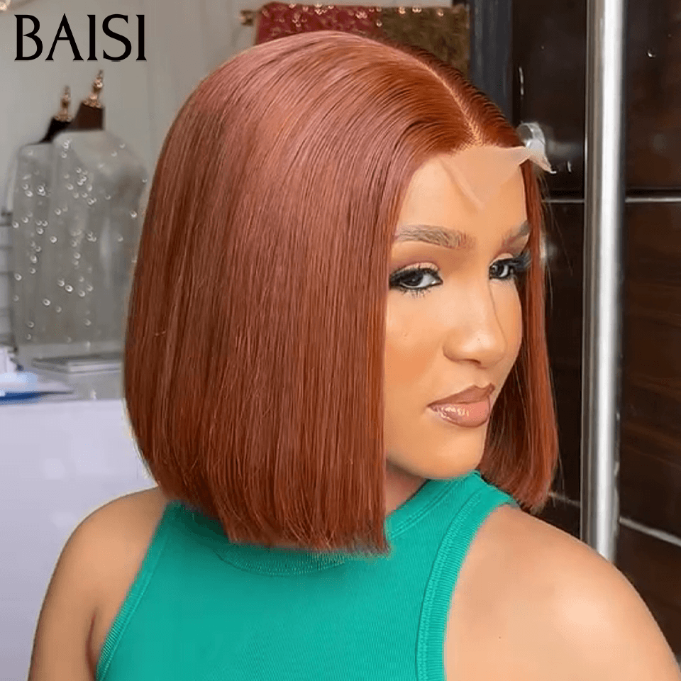 BAISI  Perruque Lisse DE luxe Bob 2x6 Lace 8 Pouces 118€100% Vietname Hair en couleur NOIR ou Marron #4  En 100% Vrais Cheveux Humains BS65
