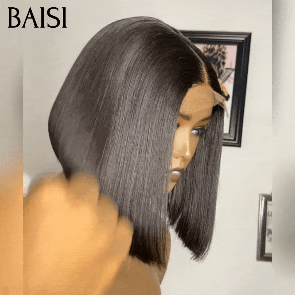 BAISI Achetez 2 perruques minimum au prix d'usine fournisseur 13X4  Pixie En Couleur marron 4# ou 2X6 lace bob 8 Pouces DE luxe en 100% Cheveux Humains Pas Besoins De Code