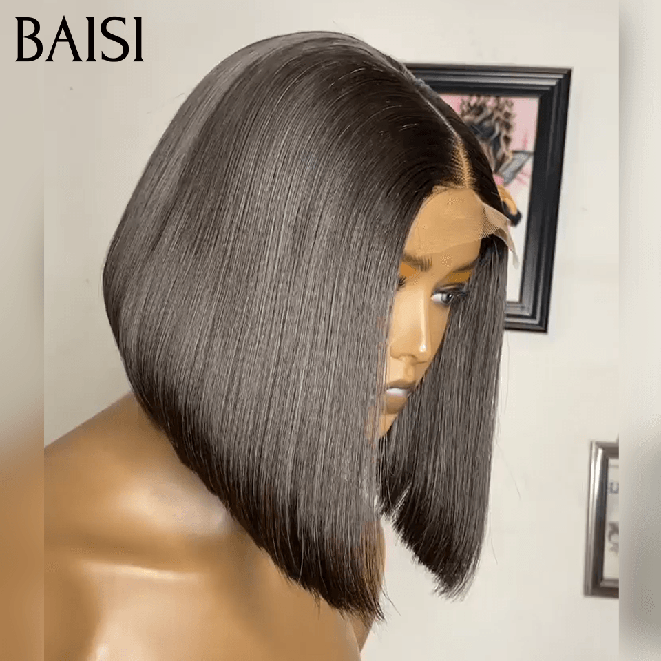 BAISI Achetez 2 perruques minimum au prix d'usine fournisseur 13X4  Pixie En Couleur marron 4# ou 2X6 lace bob 8 Pouces DE luxe en 100% Cheveux Humains Pas Besoins De Code