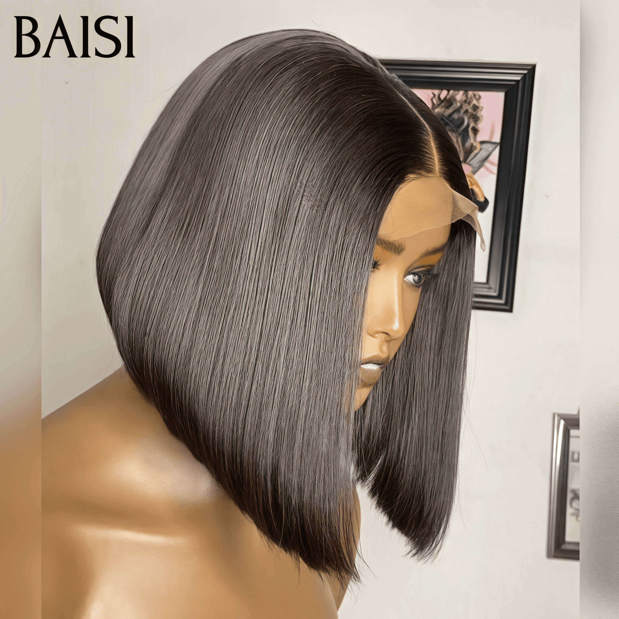 BAISI Achetez 2 perruques minimum au prix d'usine fournisseur 13X4  Pixie En Couleur marron 4# ou 2X6 lace bob 8 Pouces DE luxe en 100% Cheveux Humains Pas Besoins De Code