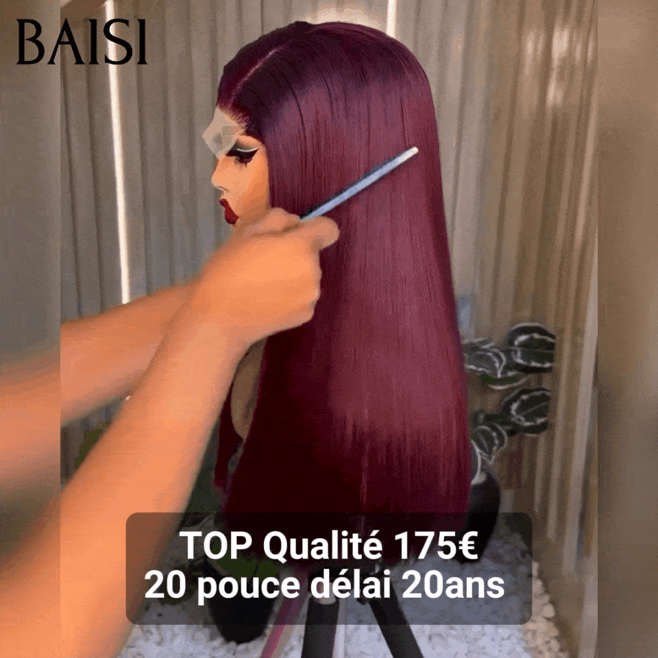 BAISI SDD Cabelo liso 100% vietnamita 10 polegadas 85€ Peruca lisa de luxo Bob 2x6 Lace 20 polegadas 175€ na cor #99J em 100% cabelo humano verdadeiro