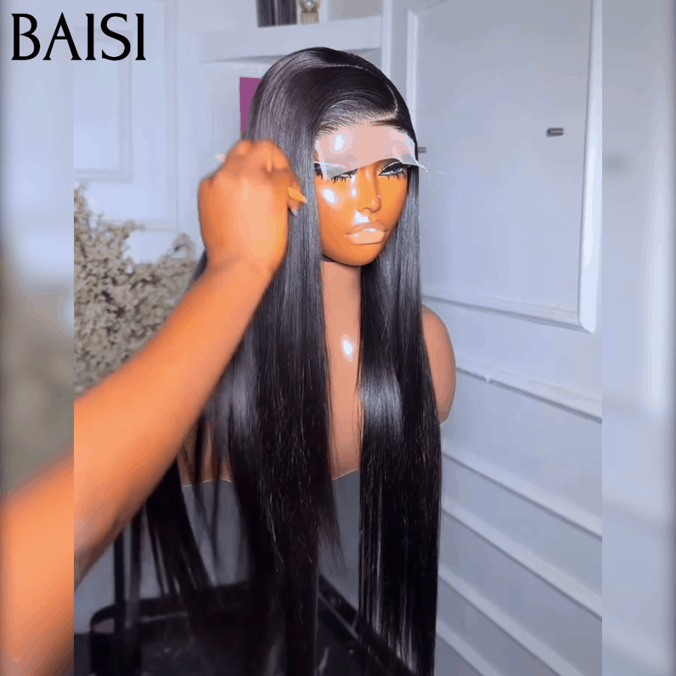 BAISI Achetez 2 perruques minimum au prix d'usine fournisseur 4x4 Closure Perruque Lisse  En 100% Cheveux Humains En Cheveux Indians Brésiliens De Bonne Qualité (Pas besoins de code)