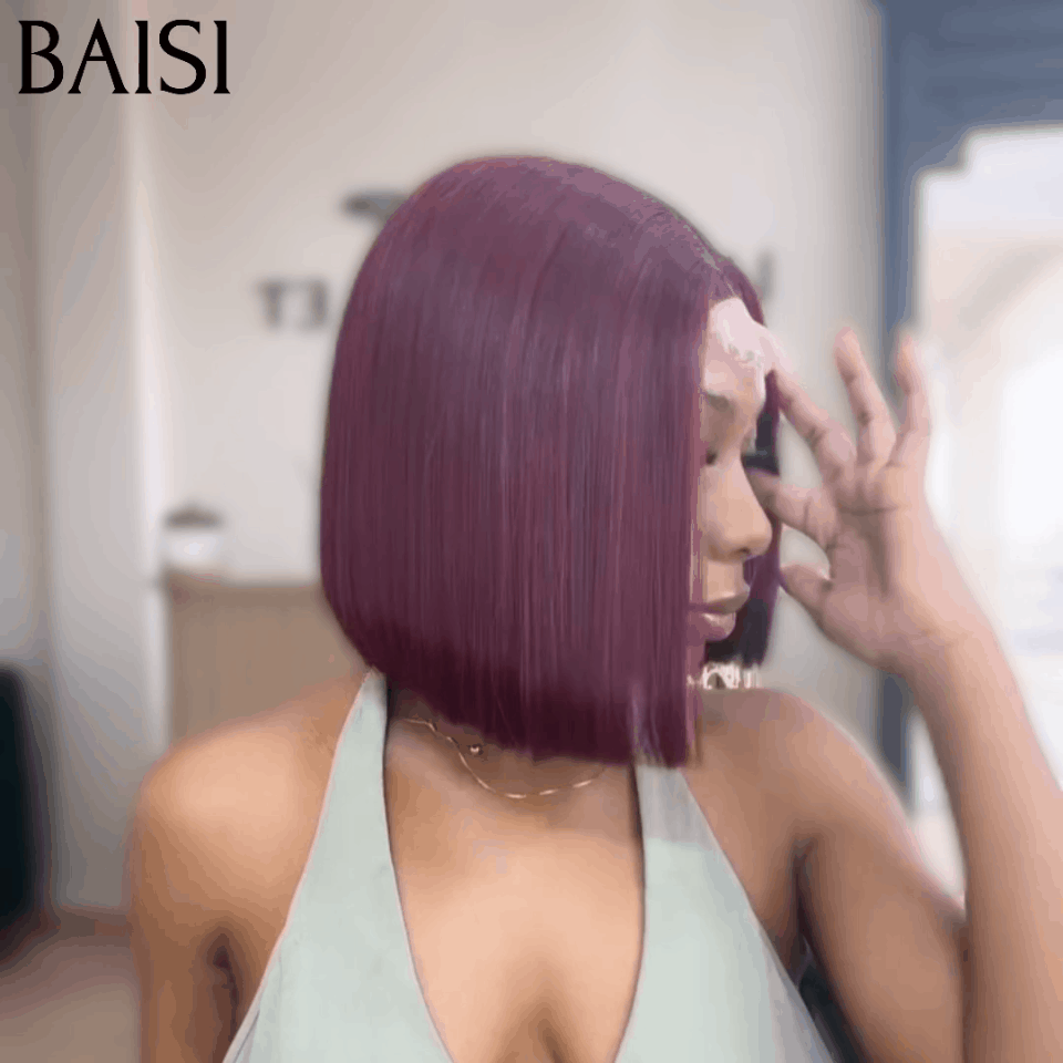BAISI Achetez 2 perruques minimum au prix d'usine fournisseur  Perruques 13X4 lace Bob En Couleur Miel avec Racine Marron 4T27# ou 2x6 lace Bordeaux 99J# 10 Poucesde Luxe Lisse A Vietnam Hair 300% densité plus de 20 ans d' utilisations