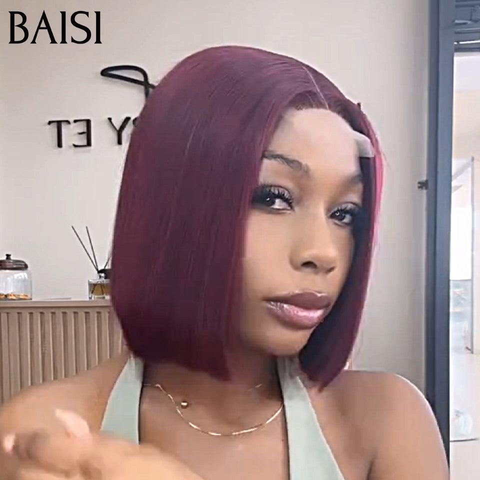 BAISI Achetez 2 perruques minimum au prix d'usine fournisseur  Perruques 13X4 lace Bob En Couleur Miel avec Racine Marron 4T27# ou 2x6 lace Bordeaux 99J# 10 Poucesde Luxe Lisse A Vietnam Hair 300% densité plus de 20 ans d' utilisations