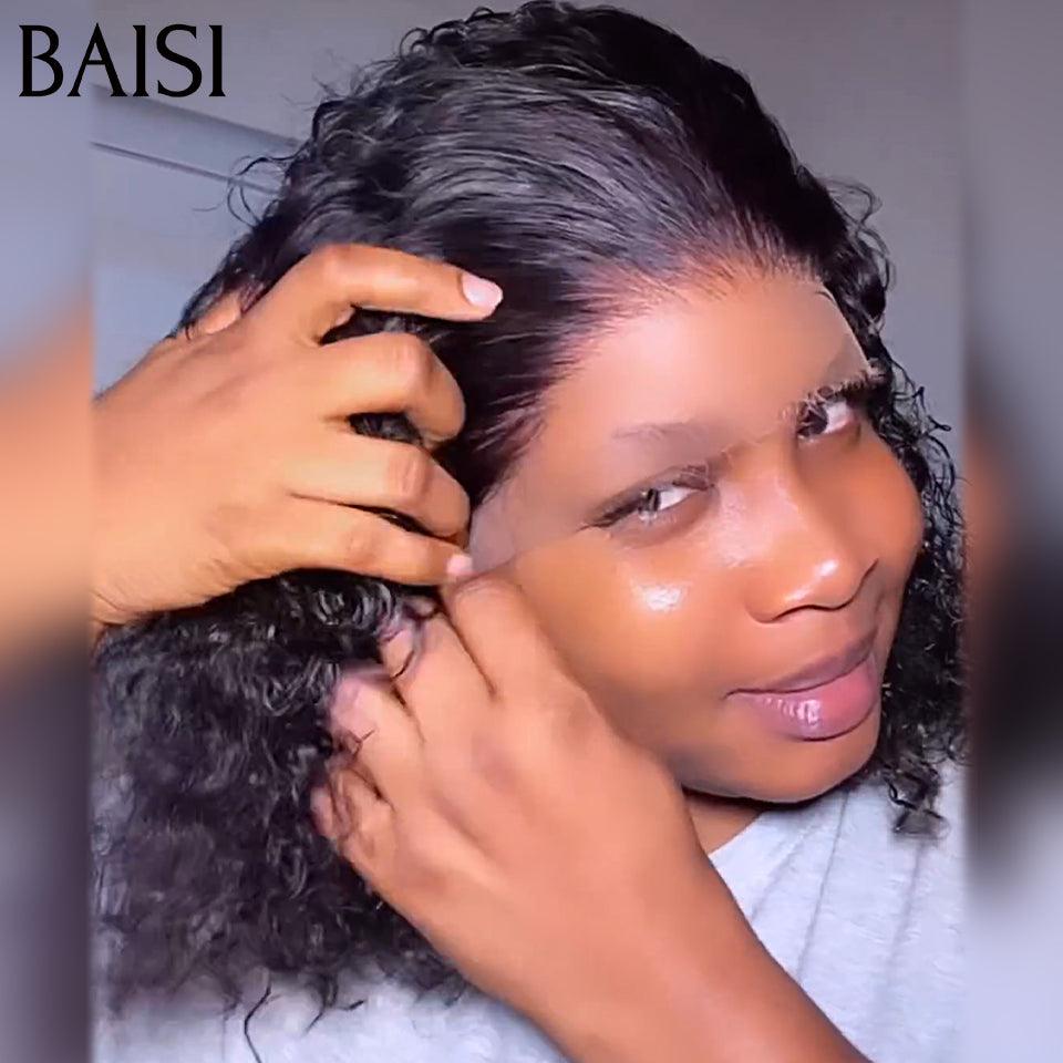 BAISI Achetez 2 perruques minimum au prix d'usine fournisseur en France TVA 0€ 48H arrivé  13x4 Frontal Bob Perruque Bouclée Curly 100% Cheveux Humains (Pas Besoins De Code)