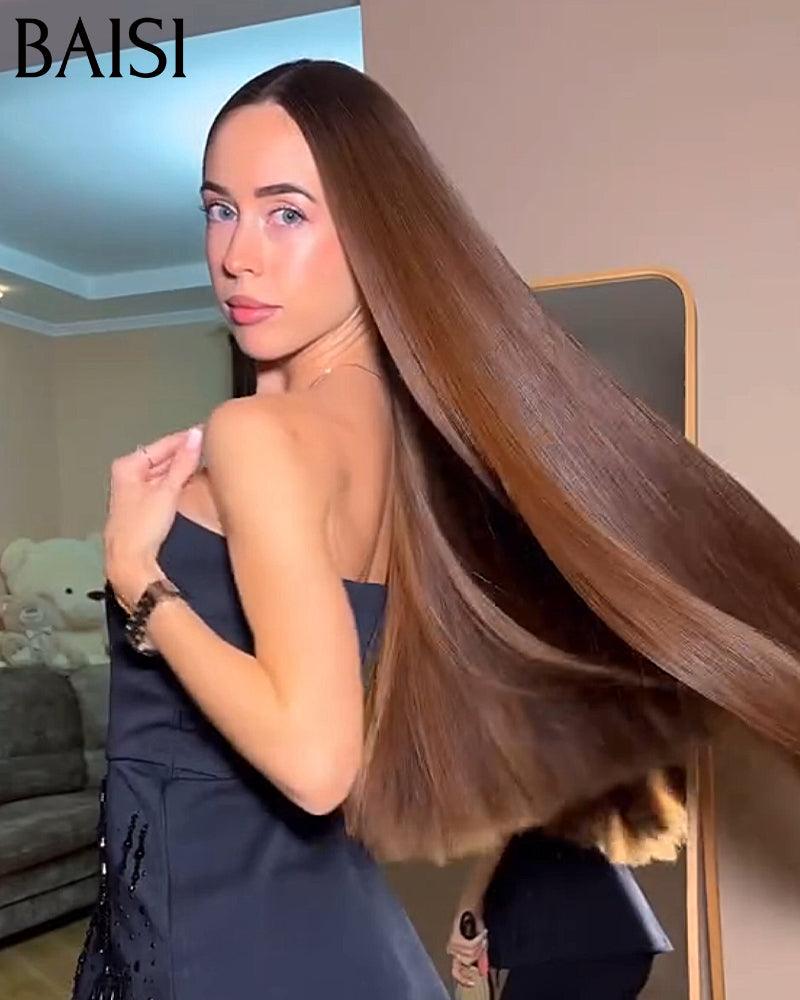 BAISI Perruques de Luxe 2x6 Lace Perruque Lisse 30 Pouces 338 euro en Couleur Marron 4#  En 100% Cheveux Humains Vietnam Hair 300% densité plus de 20 ans d' utilisations BS120