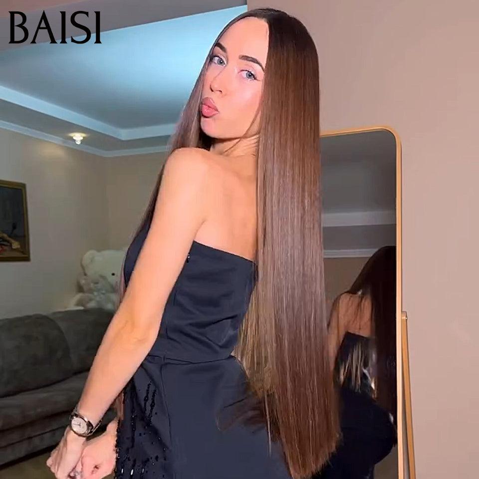 BAISI Perruques de Luxe 2x6 Lace Perruque Lisse 30 Pouces 338 euro en Couleur Marron 4#  En 100% Cheveux Humains Vietnam Hair 300% densité plus de 20 ans d' utilisations BS120