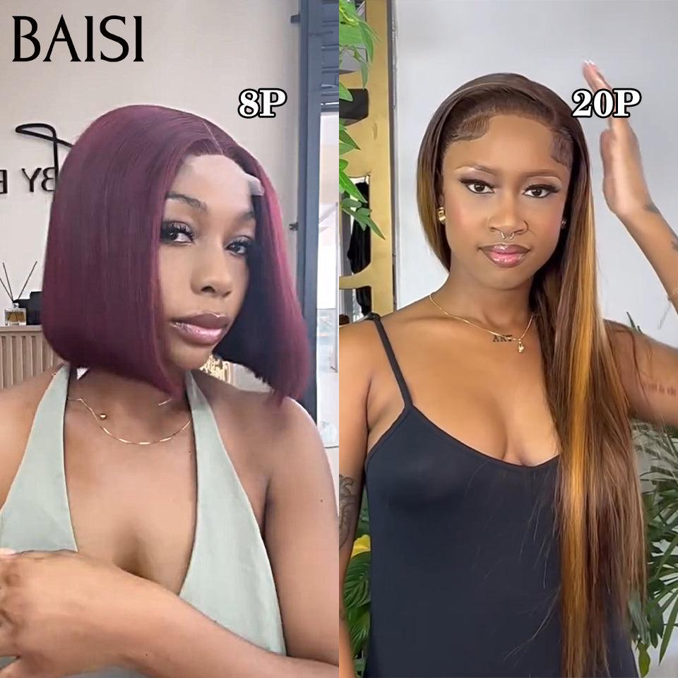 BAISI 2 Wigs WITHOUT glue Body wave and curly wave to resell €275 18 inches in 100% real human hair VIP100