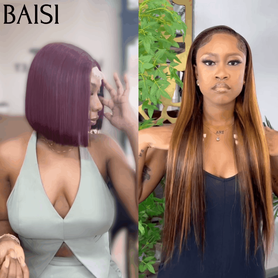 BAISI 2 Wigs WITHOUT glue Body wave and curly wave to resell €275 18 inches in 100% real human hair VIP100