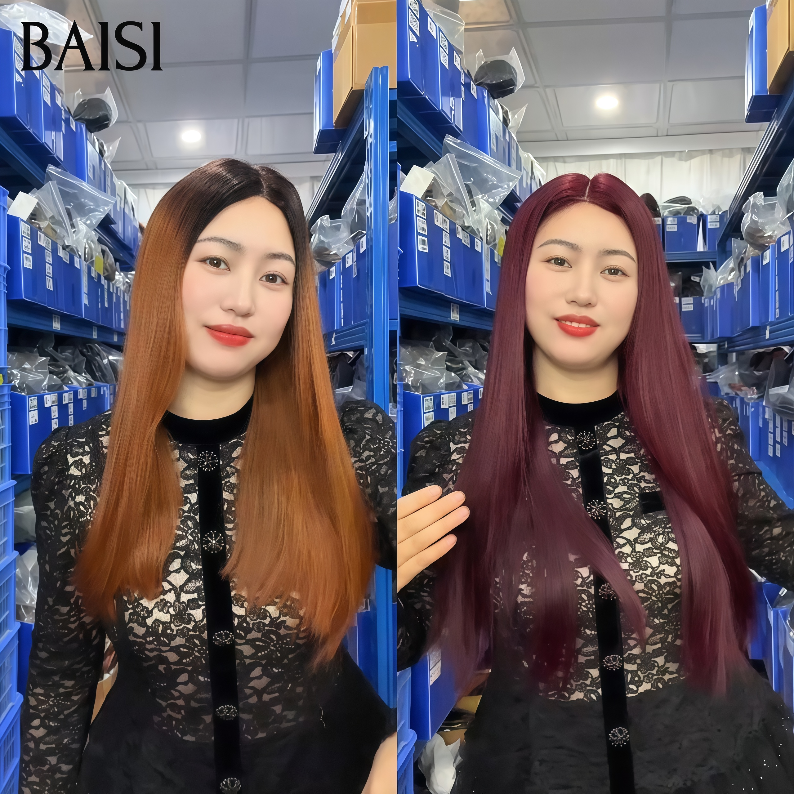 BAISI 13X4 lace frontal Perruques Lisse en 2 couleur Bordeaux ou Miel PROMO Offre spéciale en 100% vrais cheveux humains