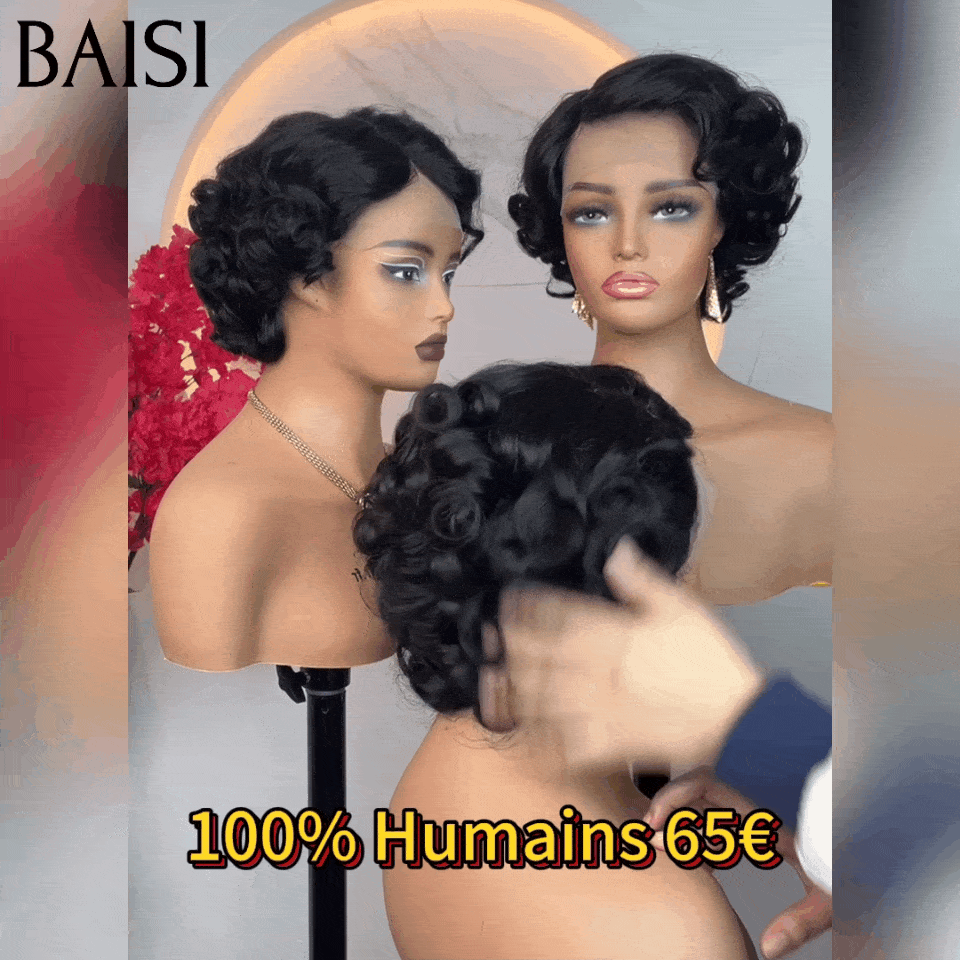 BAISI Achetez 2 perruques minimum au prix d'usine fournisseur  Perruque 13X4 lace 100% Cheveux Humains Bouclée  6 pouces   ( pas besoin de code)