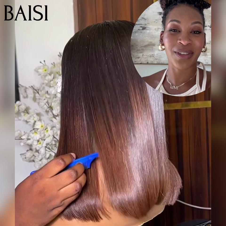 Parrucca BAISI Luxury Straight Bob 2x6 Lace Parrucca 100% Vietname Colore # 4/Grigio SDD BONE STRAIGHT In veri capelli umani al 100%
