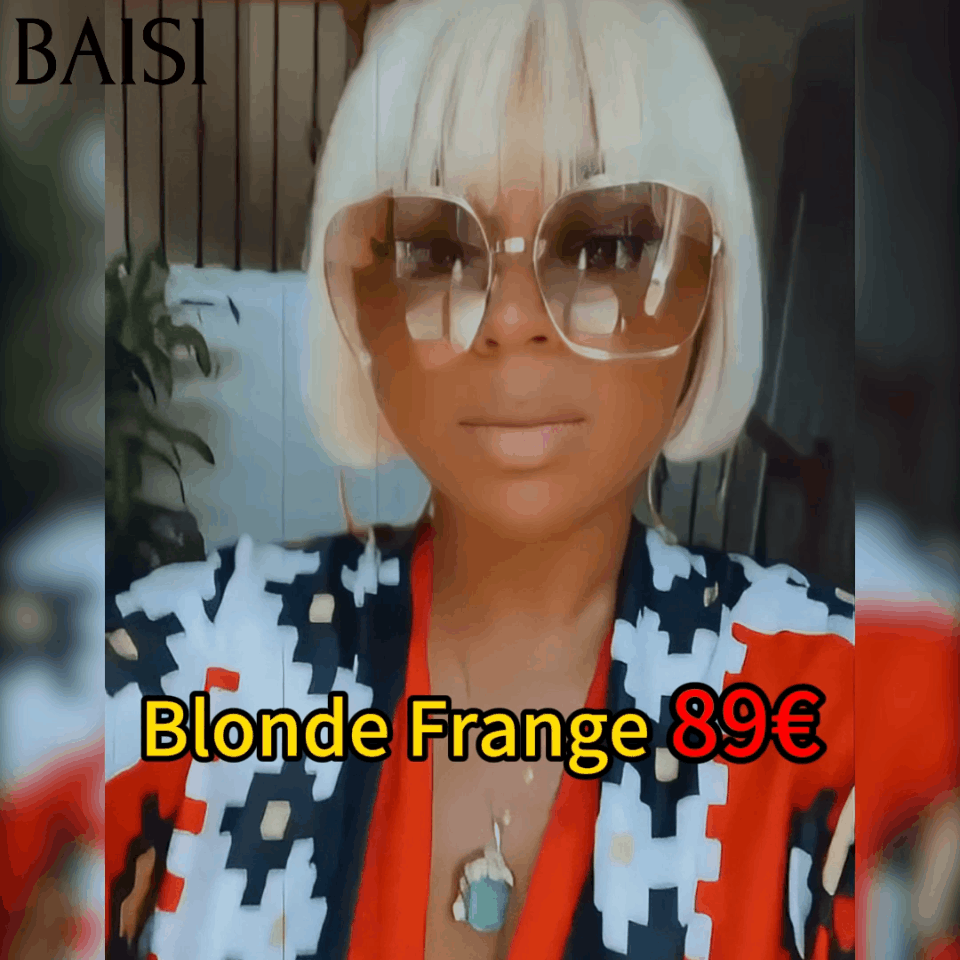 BAISI Straight Bob Wig With Bangs In Blonde #613 Square Cut 100% Real Human Hair Mix 2 Wigs Get Low Price (No Code Needed)