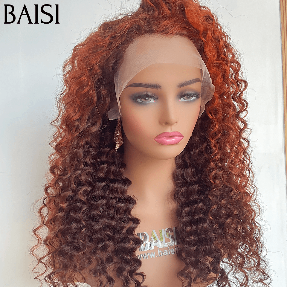 BAISI 13x4 Lace Frontal Perruque Deep Wave en couleur marron Mixte Orange 20 pocues 180€ en 100% Cheveux Humains BS120