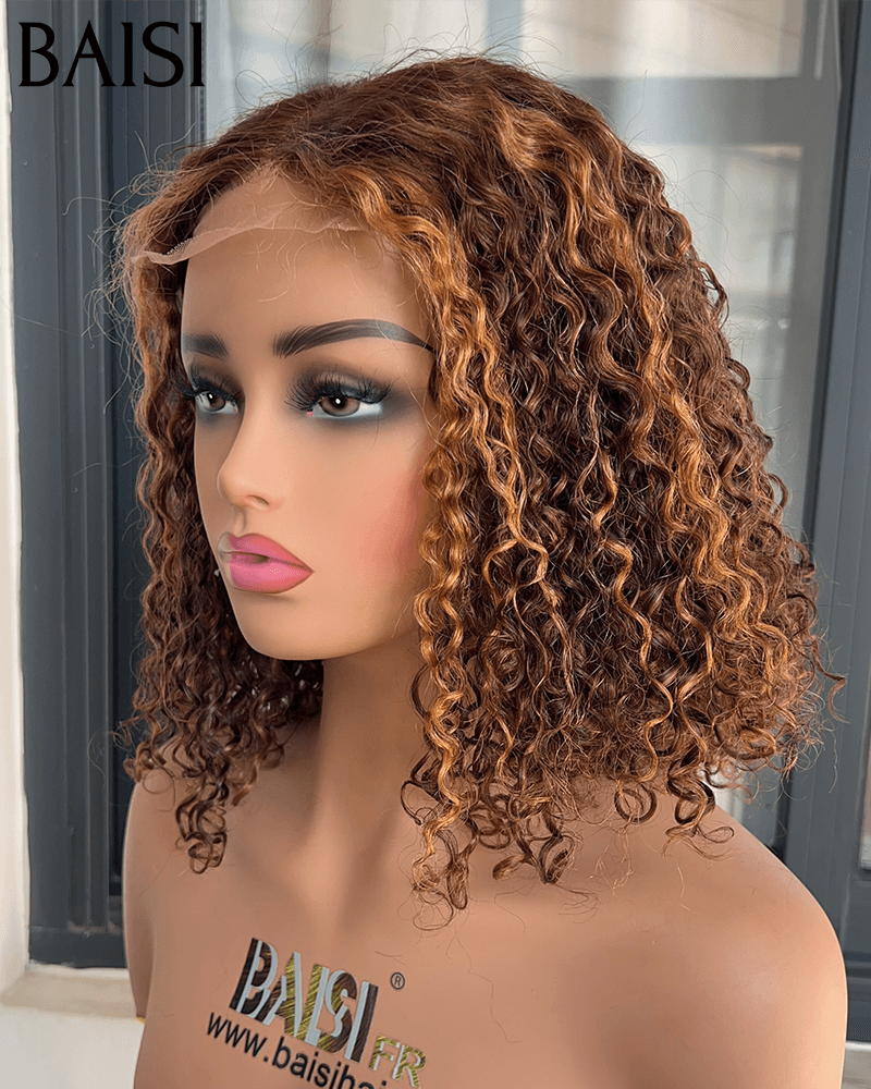 BAISI  2 Perruques water wave pour revendre 179€ 4X4 lace 14 pouces en Couleur noir ou mixte 4/27# 250% densité en 100% vrais cheveux humains