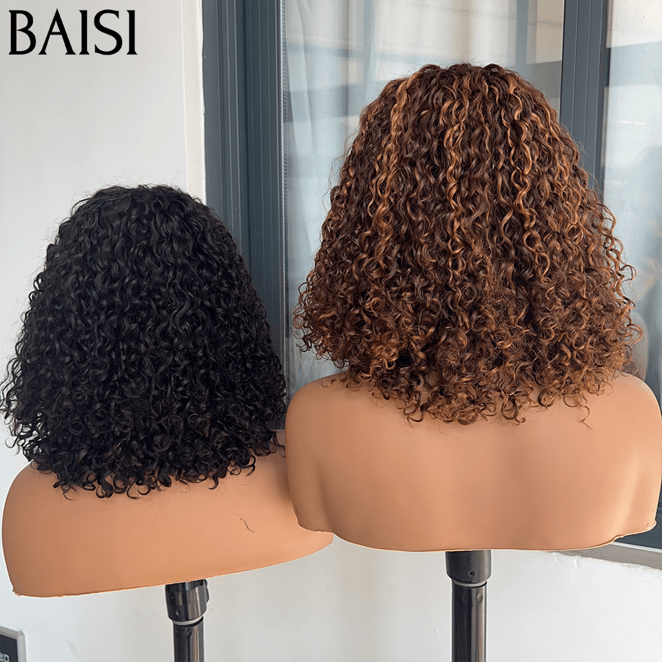 BAISI  2 Perruques water wave pour revendre 179€ 4X4 lace 14 pouces en Couleur noir ou mixte 4/27# 250% densité en 100% vrais cheveux humains