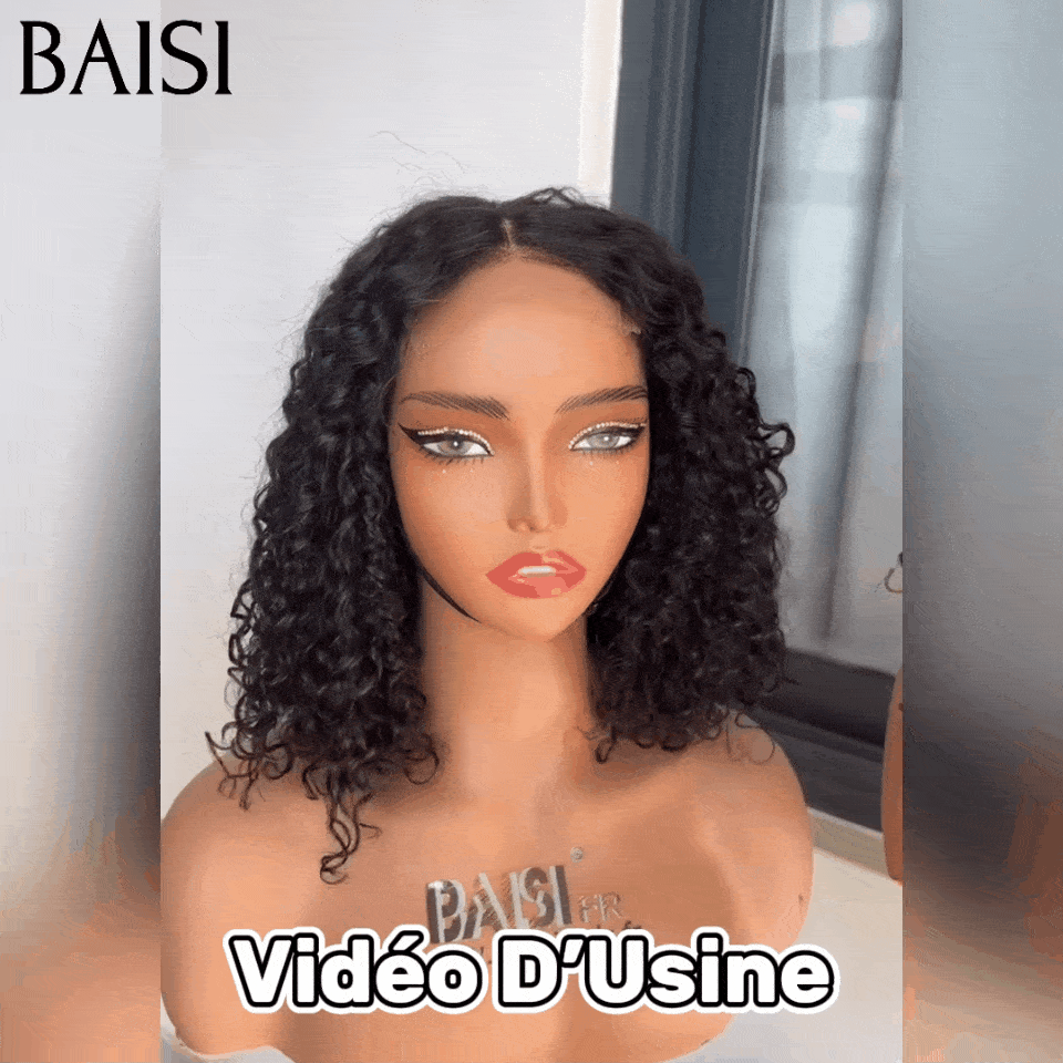 BAISI  2 Perruques water wave pour revendre 179€ 4X4 lace 14 pouces en Couleur noir ou mixte 4/27# 250% densité en 100% vrais cheveux humains