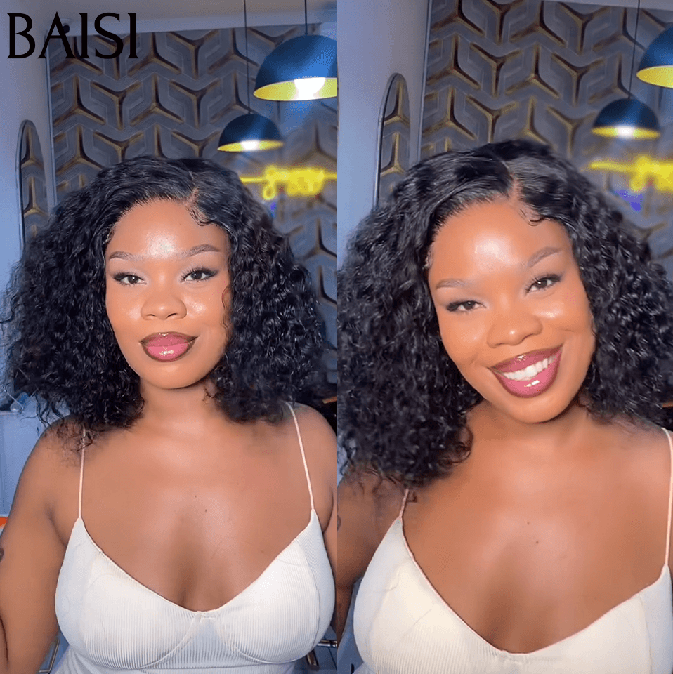 BAISI Promo Parrucca Senza Colla 13X4 Riccia Nera senza colla 10 Pollici 99€ in 100% Capelli Umani VIP100