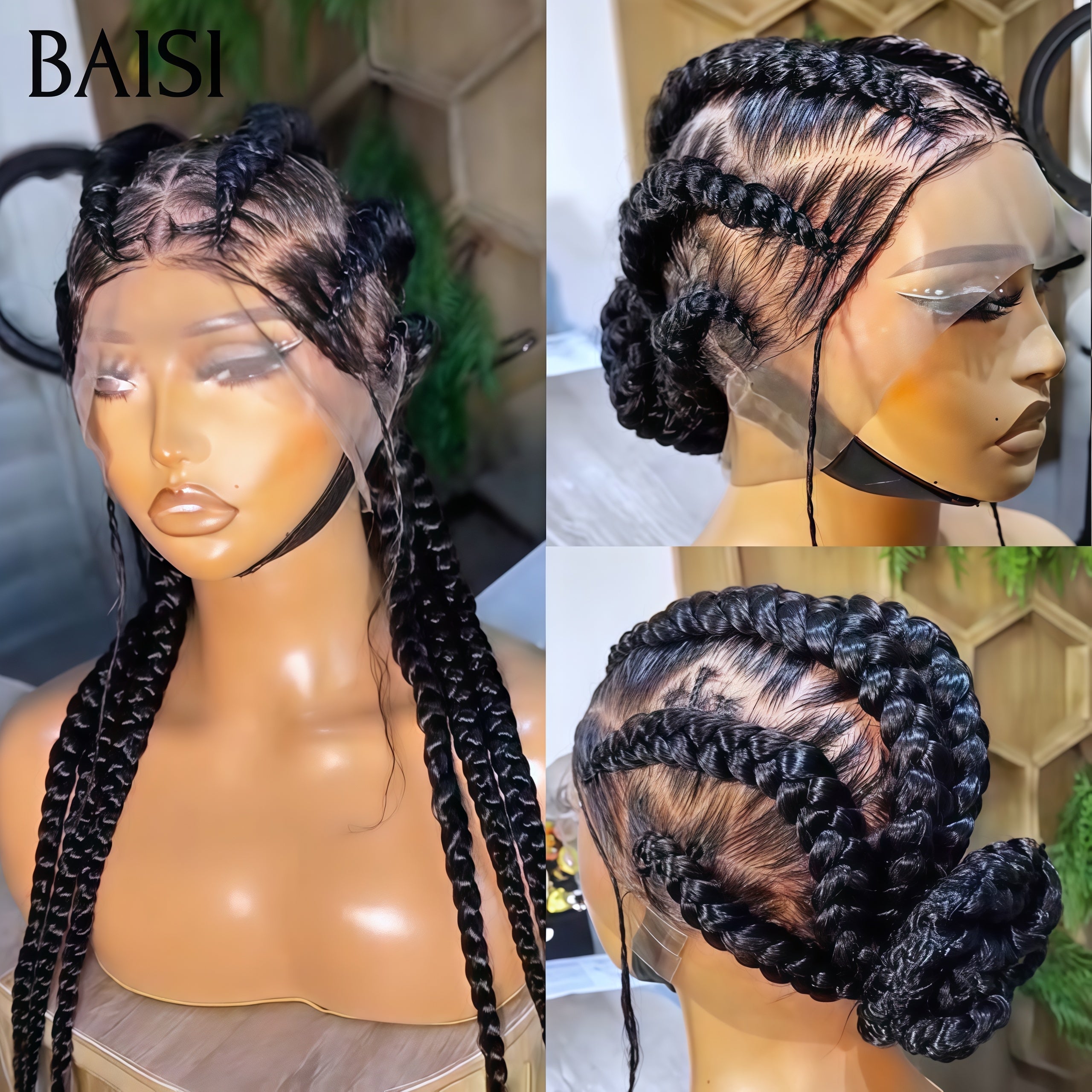 BAISI Perruque style tresses regroupées en chignon Full Lace 169€ promotion en 100% Cheveux Humains Comme la photo