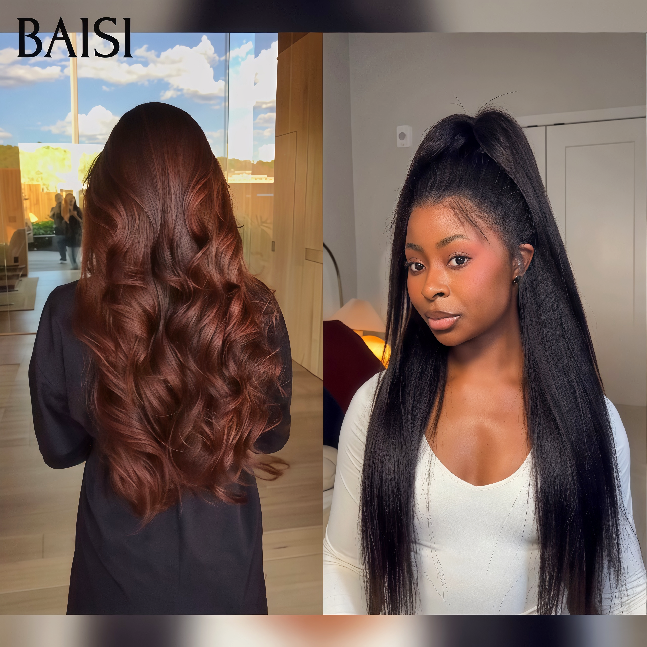 BAISI Moitié Prix perruque 13x4 lace frontal Kinky Straight NOIR 24 pouce 149€ ou Couleur Boucles wave 24 pouce 169€ 100% Cheveux Humains