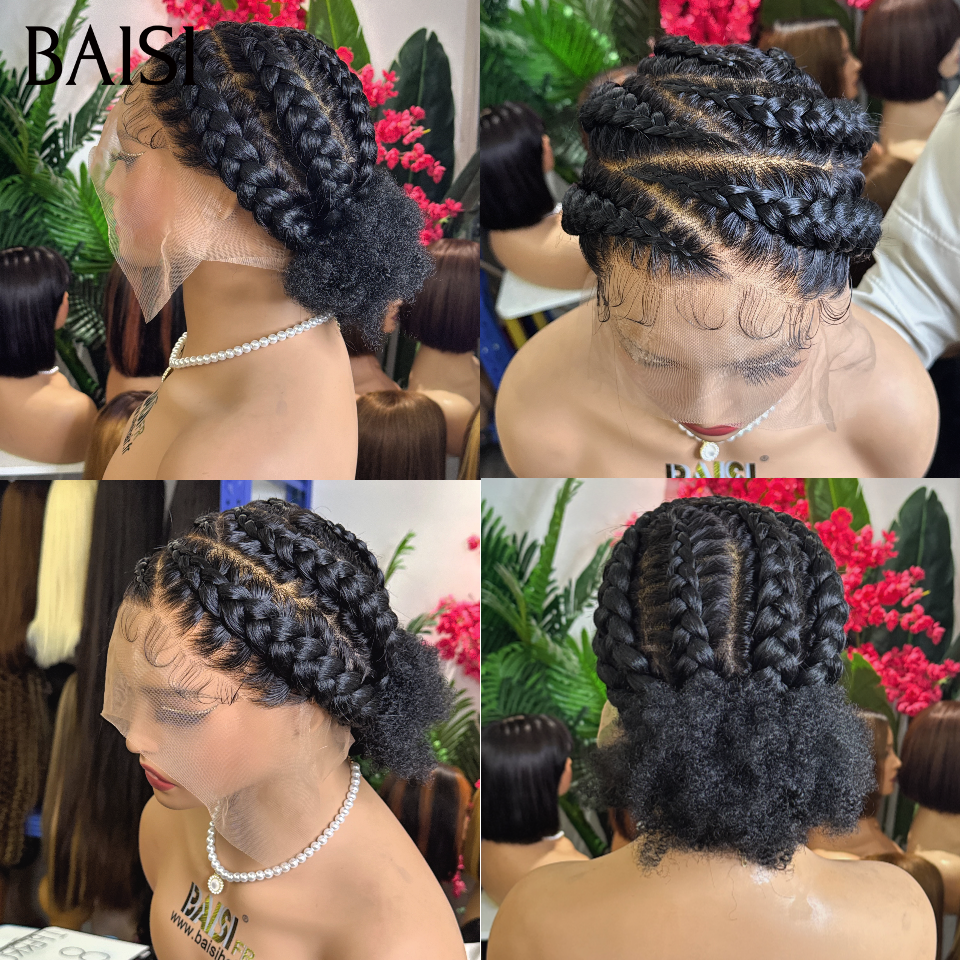 BAISI PROMO Full lace Perruque avec coiffure tressée natte 169€ Vidéo 100% Réelle BOB en 100% Cheveux Humains