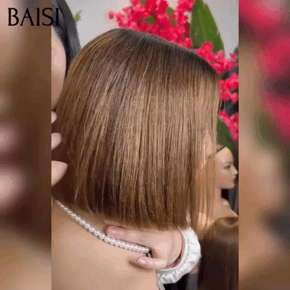 BAISI pour revendre perruque 4x4 lace closure Raw Hair 10 pouces 68€ en couleur 1BT4# Marron en France en 100% vrais cheveux humains