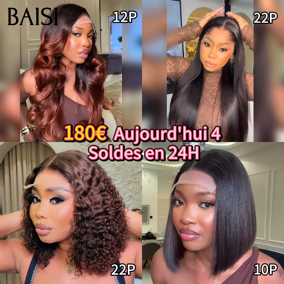 BAISI modèles au hasard selon le Facile à Revendre PROMO 4 Perruques différentes 180€ en 100% Cheveux Humains stock sans retour