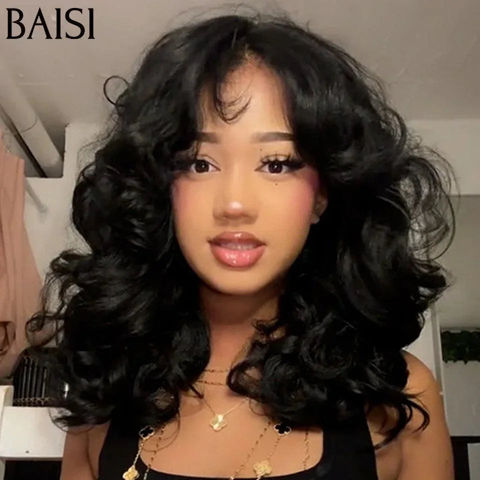 BAISI Oferta Flash 13X4 Perucas de Luxo ondas soltas 20 polegadas em França IVA 0€ cor PRETO densidade 300% A1 Fabricadas com cabelo double drawn, mechas virgens, volume em 100% cabelo humano
