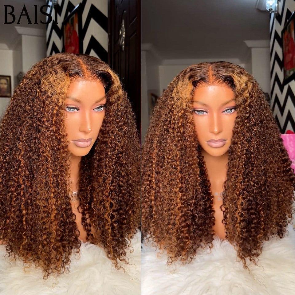 BAISI 4X4Perruques de Luxe Volume 250% densité en Couleur 4#Mix30# Curly Wave double drawn mèches vièges  en 100% Cheveux Humains
