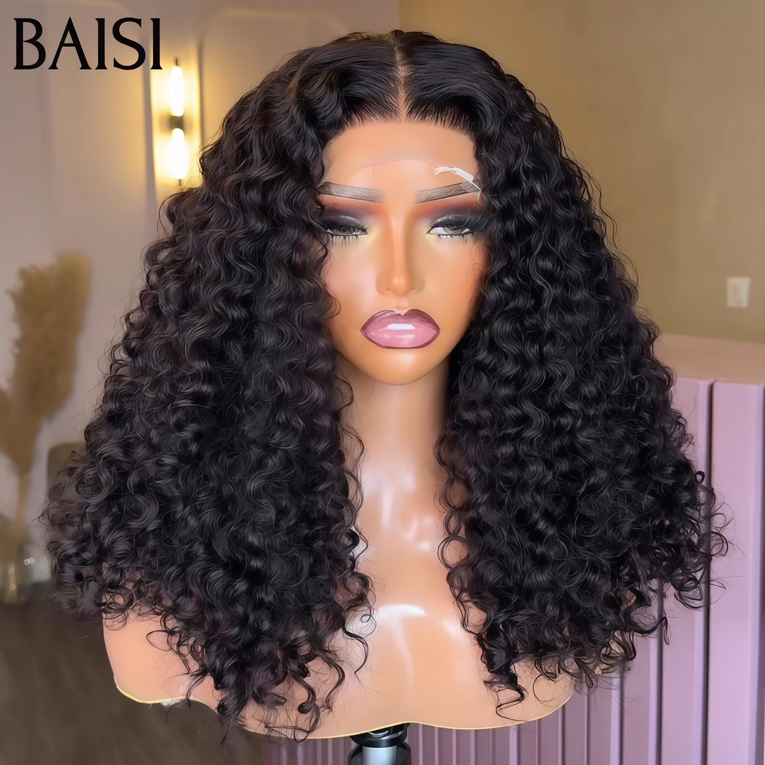 BAISI Grande SOLDES 4X4 Closure Perruque  14 Pouces water wave moitié prix 250% Densité 100% Cheveux humains MP50
